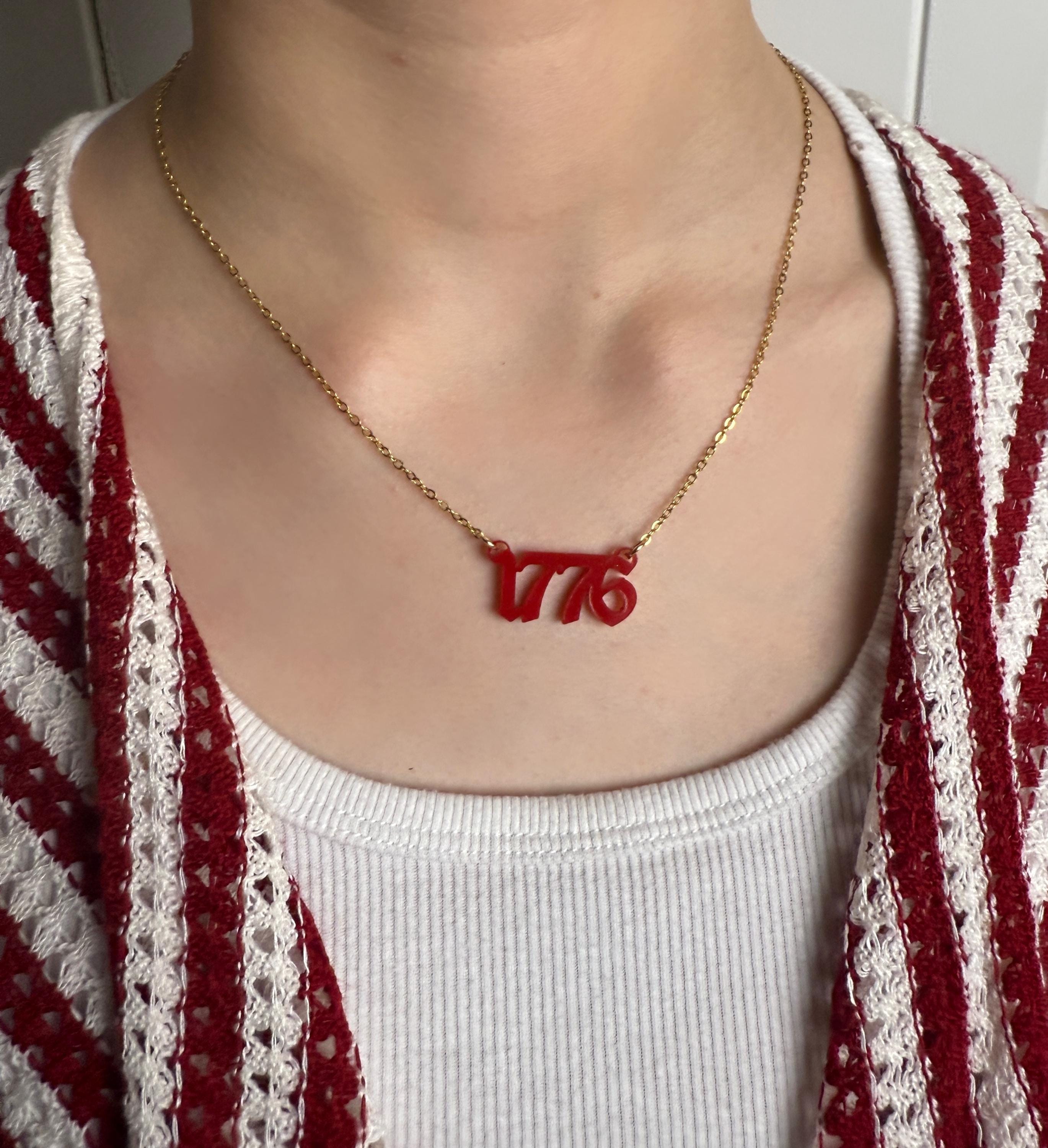 1776 Freedom Pendant Necklace- Liberty Jewelry- Constitution 1776