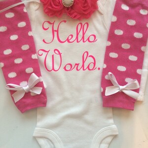 NEWBORN Baby Girl outfit -Coming home outfit - Newborn baby clothes - go home outfit - newborn girl- Hello World- Preemie outfit-