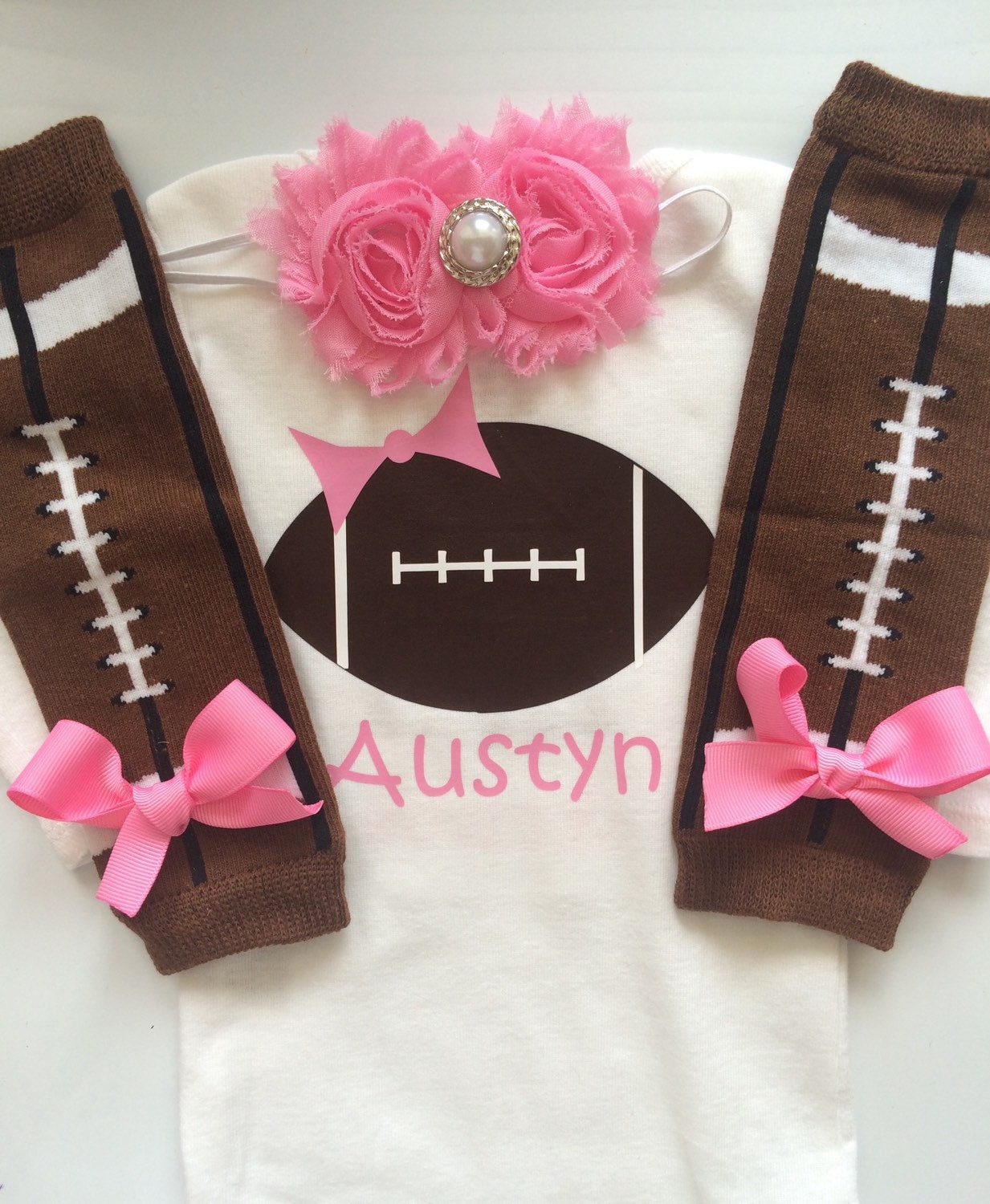 Baby Girl Football Outfit Personalized Baby Girl Outfit Etsy