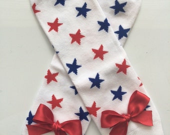 Baby Girl 4th of July - Baby girl leg warmers Red White Blue Star Legwarmers - baby legwarmers - baby girl - toddler legwarmers