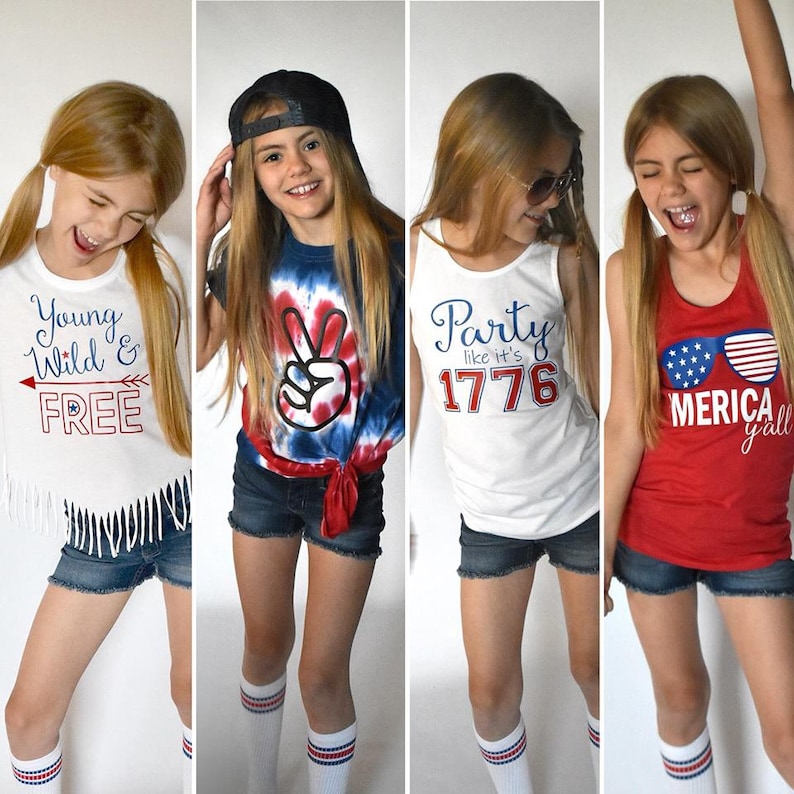 Girl's 4th of July Tank Red White and Blue Tank Kids - Etsy