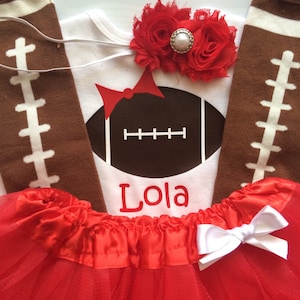Baby Girl Football Outfit - personalized baby girl outfit - football legwarmers - girly football outfit- RED