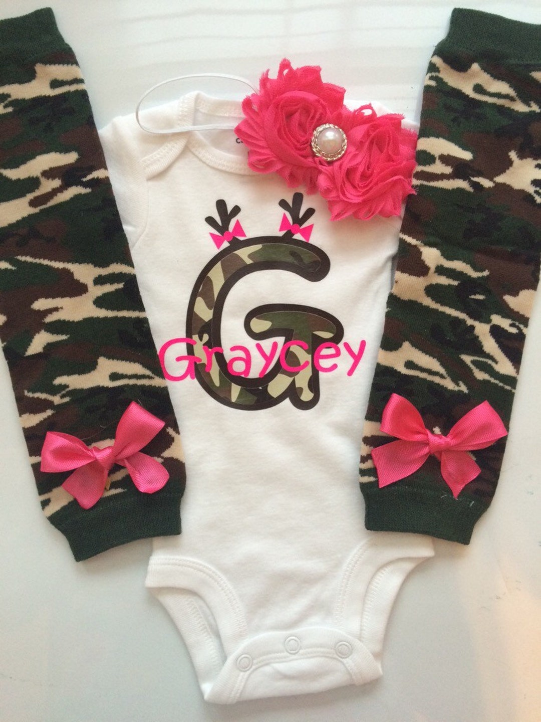 Baby Girl CAMO Hunting Outfit Personalized Hot Pink Etsy