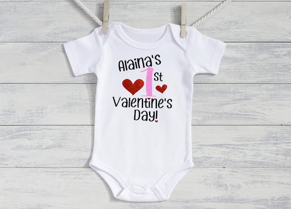 Baby Girl MY 1st VALENTINES DAY Bodysuit Personalized Baby
