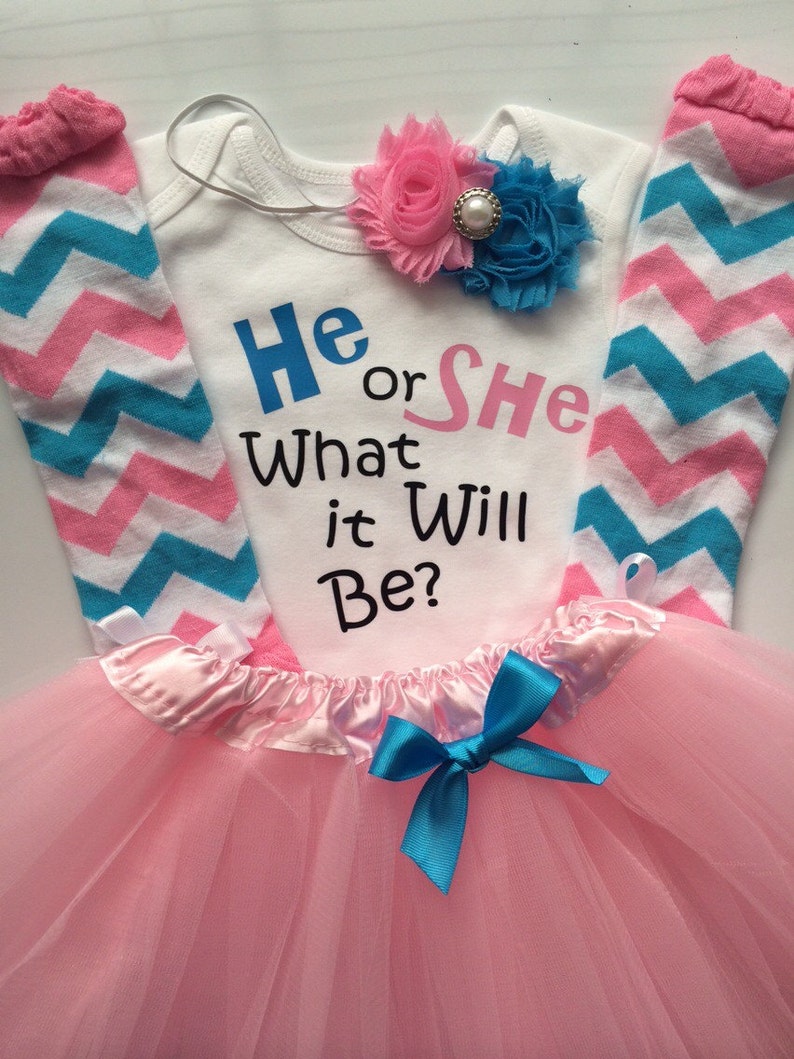 Gender Reveal Party Baby outfit He or She What will it be Etsy