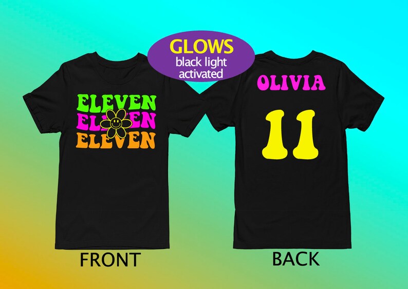 Groovy Glow Shirt Birthday Party Glow Shirt 80s Glow Party 70s Glow Party Groovy Glow Choose age with personalized back image 5