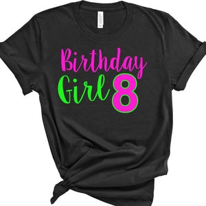 Girl's Neon Birthday Shirt BLACK LIGHT glow birthday Glow party Neon colored Birthday Tween Birthday Neon Party image 5