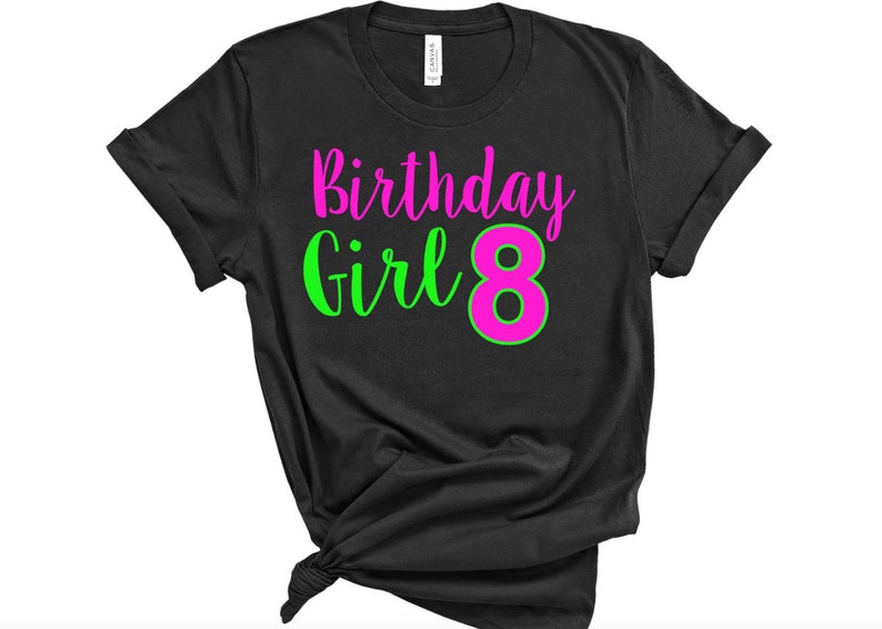 Girl's Neon Birthday Shirt BLACK LIGHT glow birthday Glow party Neon colored Birthday Tween Birthday Neon Party image 5