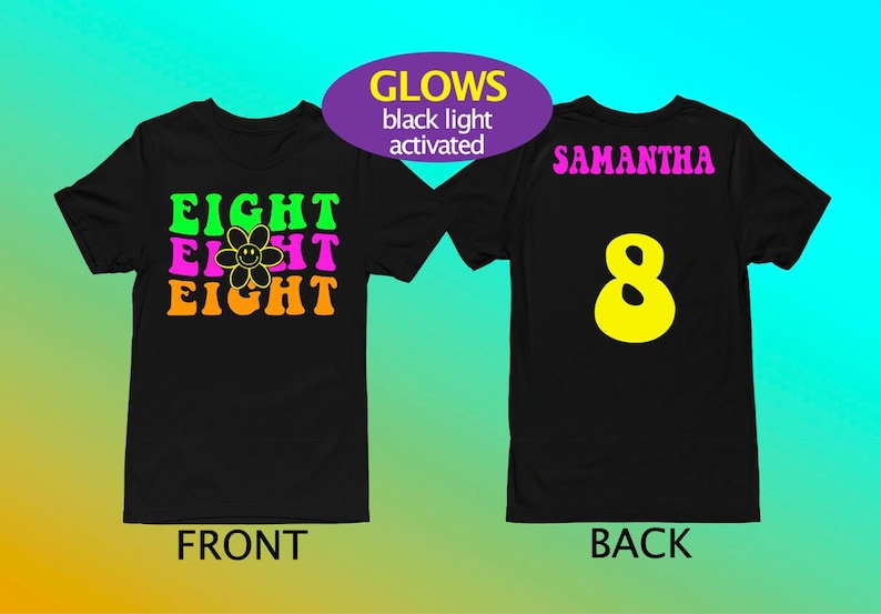 Groovy Glow Shirt Birthday Party Glow Shirt 80s Glow Party 70s Glow Party Groovy Glow Choose age with personalized back image 1