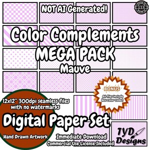 Pack de motifs mauve sans couture, 20 points dessinés à la main, rayures, damier, 300 dpi PNG, téléchargement immédiat pour scrapbooking et impression textile