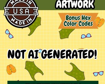 Swimsuit & Sunglasses Seamless Pattern: Yellow Background PNG (Digital Download)