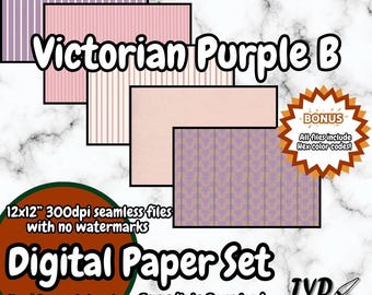 Victorian Purple Seamless Pattern: Hand Drawn Digital Paper (Digital Download)