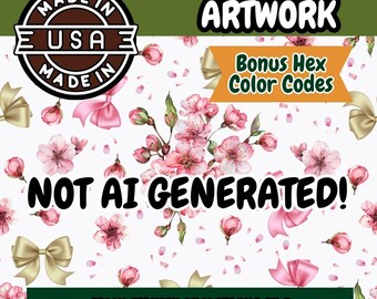 Cherry Blossom Seamless Pattern: Floral PNG, Commercial Use (Digital Download)