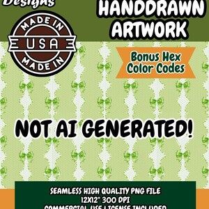 Déco vert joli modèle sans couture, papier numérique dessiné à la main 300 dpi PNG, téléchargement immédiat pour scrapbooking, fabrication de cartes, impression textile
