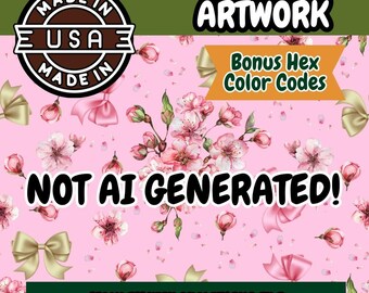 Cherry Blossoms Seamless Pattern: Pink Floral PNG (Digital Download)