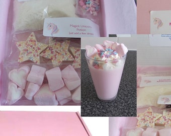 5 Unicorn Milkshake kits personalised party favour, Make your own milkshake craft diy kit for kids, party bag