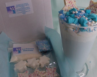 Snow ice queen Milkshake kit gift for kids, magic milkshake party favour Make your own milkshake craft diy kit, thaw out the frozen princess