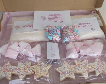 Unicorn Milkshake sharing kit for kids, letterbox gift for 2, unicorn lovers, , Make your own magic milkshake craft diy kit for kids