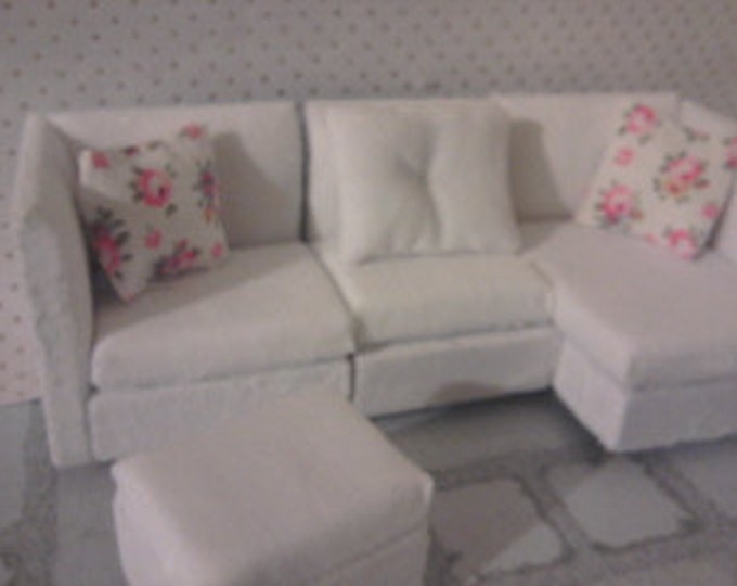 Dollhouse White Corner Sofa Dolls House Living Room Lounge Etsy