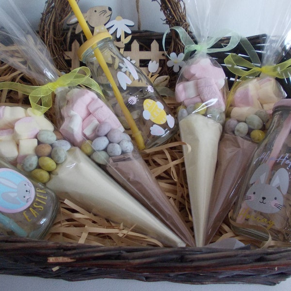 Easter Hot Chocolate Cone milk or white chocolate, Easter basket Fillers, Winter wedding or part favours for kids,