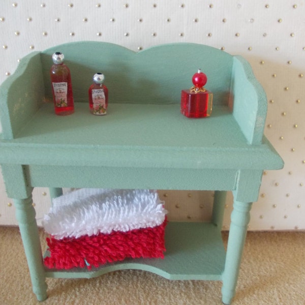 Miniature wash stand Dresser in green Christmas dolls house item 1 12th scale dollhouse item