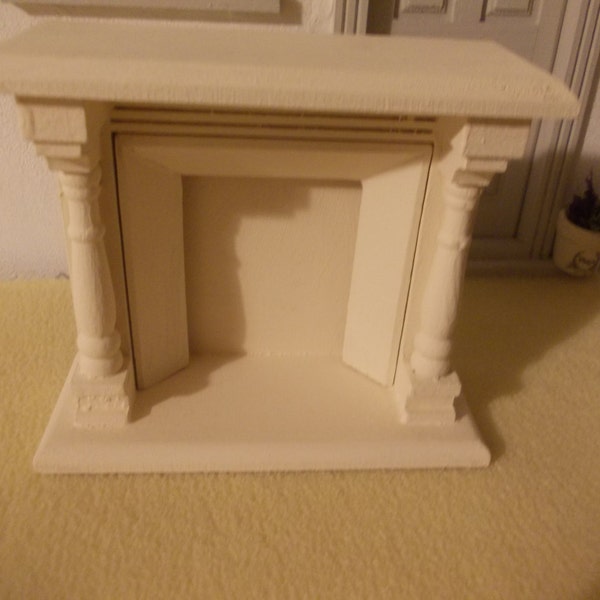 Dolls house fireplace in cream colour 1 12th scale miniature