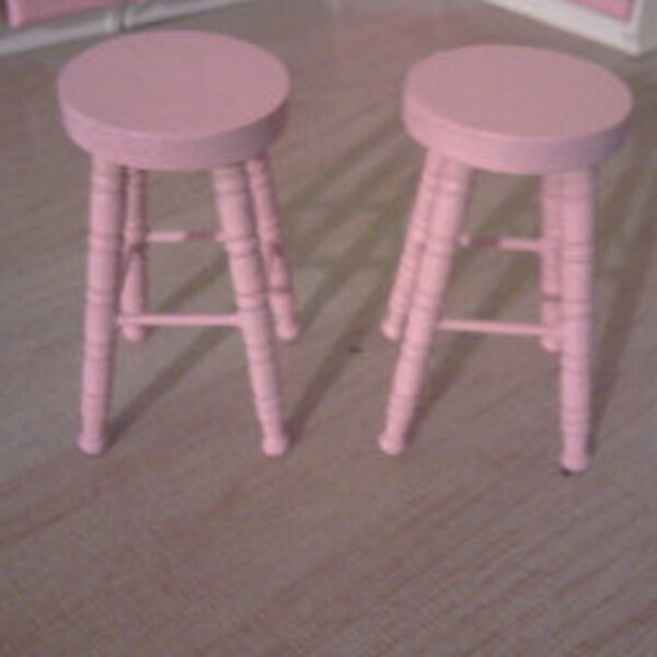 dollhouse bar stools in pink miniature dolls house furniture