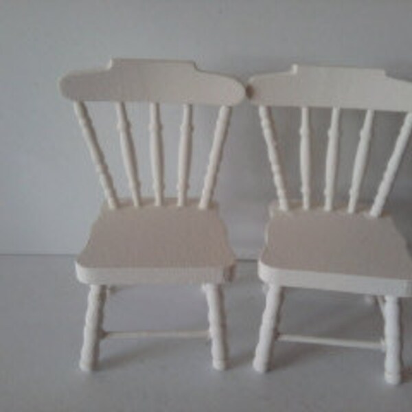 dolls house wooden chairs painted in cream miniature 1 12th  furniture