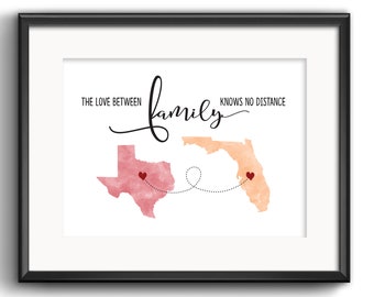 HusbandAndWife Long Distance Necklace State North Carolina and Montana The Love Between Mother and Daughter Knows No Distance Funny Necklace Mom and Me Jewelry for Women Relationship Presents Mom