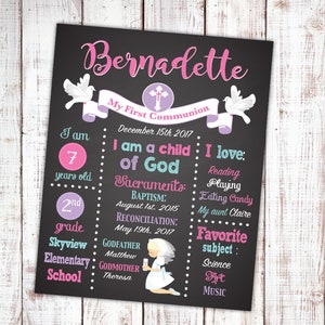 First Communion Sign, First Communion Gift, Personalized Gift for First Holy Communion, First Communion Chalkboard Sign, Communion PRINTABLE