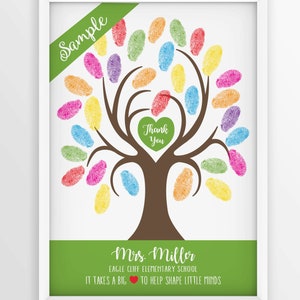 Fingerprint Tree Teacher Print, Thumbprint Tree Teacher Gift, Teacher Appreciation, Baby Shower, Bridal Shower, Birthday Party