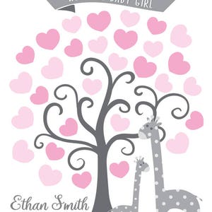 Baby Shower Guest Sign, in Tree Poster, Animal Giraffe Baby Shower ...