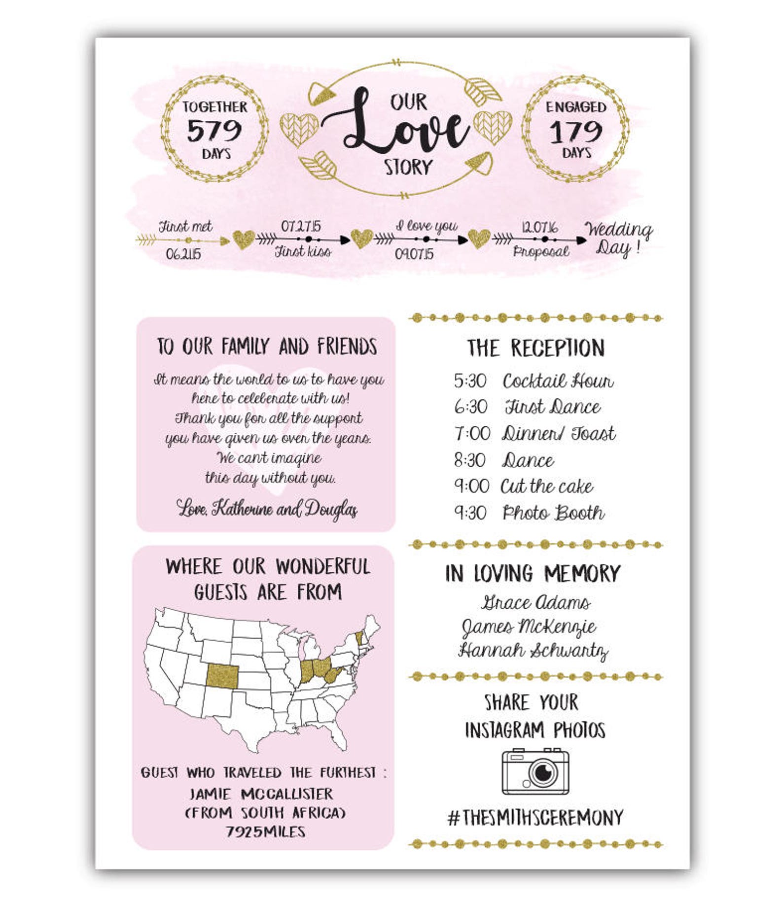 Infographic Wedding Program, Printable Wedding Program, Modern Custom ...