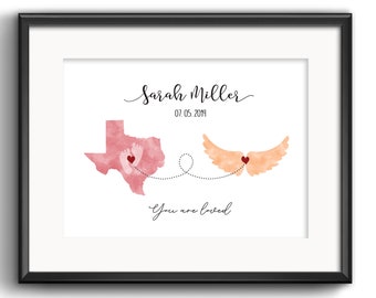 Regalo por aborto espontáneo, regalo por pérdida de un bebé, regalos por pérdida infantil, pérdida de embarazo, regalo de condolencia por su pérdida, alas de ángel, impresión artística conmemorativa