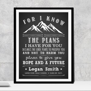 Personalized Graduation Gift, Jeremiah 29:11, For I know the plans, Christian Graduation, Friends Graduation, College Grad, Highschool Grad