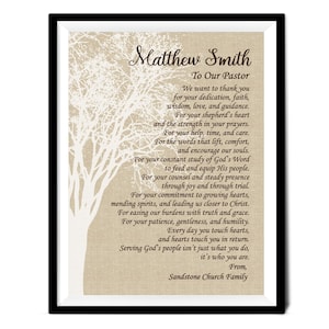 Pastor Gift Pastor Appreciation Wall Decor Minister Gift Personalized ...