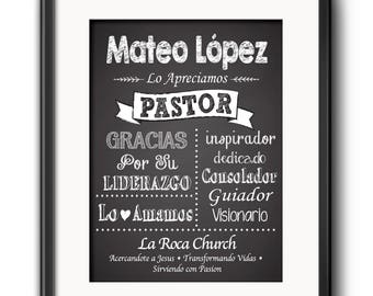 Personalized Pastor Gift Spanish Printable Pastor Gift Pastor Appreciation Minister Gift Religious Wall Art Christian Wall Decor Digital Art