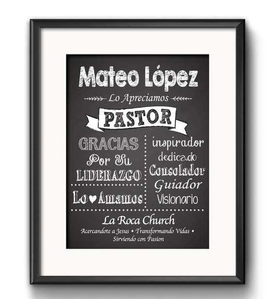 Personalized Pastor Gift Spanish Printable Pastor Gift Pastor Appreciation Minister Gift Religious Wall Art Christian Wall Decor Digital Art