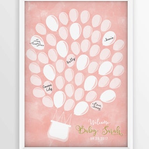 Heißluftballon Baby Shower Gästebuch Alternative, individuelles Baby Shower Signature Gästebuch, Baby Girl Baby Boy Signature Sign Gästebuch