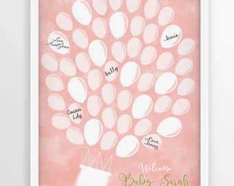 Hot air balloon Baby Shower Guest Book Alternative, Custom Baby shower signature guest book, Baby Girl Baby Boy Signature Sign guestbook