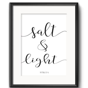 Salt and Light Matthew 5:13-16, Bible Verse Wall Art, Scripture Art, Christian Decor Salt and Light Print Inspirational Art Instant Download