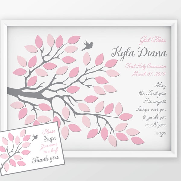 First Holy communion Guest Book tree sign in alternative, Alternate guest book sign in, Christening Baby Dedication Guest Book Alternative