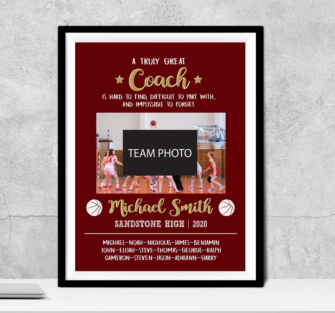 Custom Basketball Coach Gift Basketball Team Gift Coach Etsy