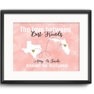 Weihnachtsgeschenk für beste Freunde, die Liebe zwischen besten Freunden kennt keine Entfernung Kundenspezifische Druck, personalisiertes Geschenk Beste Freunde Fern