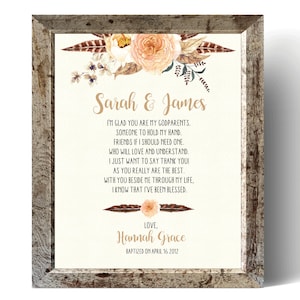 Regalo de padrinos - Regalo para padrinos Regalo de padrinos personalizado Regalo de bautismo para padrinos Tarjeta para padrinos - Padrinos gracias