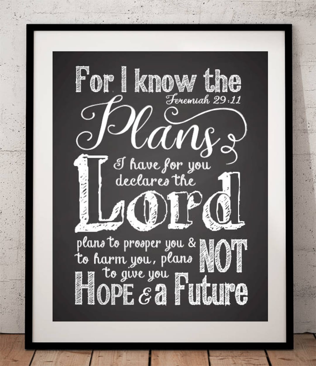 Graduation Print, Bible Verse Chalkboard Art Print, Jeremiah 2911