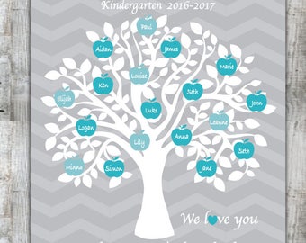 TEACHER TREE, Tree Personalized with Classmates Names, Teacher Appreciation Gift, End of year, Personalized, Customizable, Teacher print