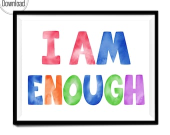 I am enough, Classroom Posters, Affirmation Wall Art For Kids, Inspirational Classroom Decor Positive Daily Affirmation, Nursery Wall Art