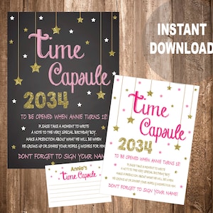 TIME CAPSULE Baby Shower Table Sign Decoration. Girls Boys First Birthday Decor. Twinkle twinkle little star Baby Shower Digital Printable.