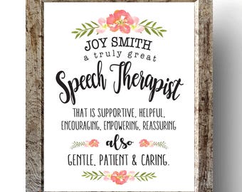 Speech Therapist Gift, Speech Therapist Printable, SLP Christmas Gift, Speech Therapist Thank You, SLP Gift Personalized